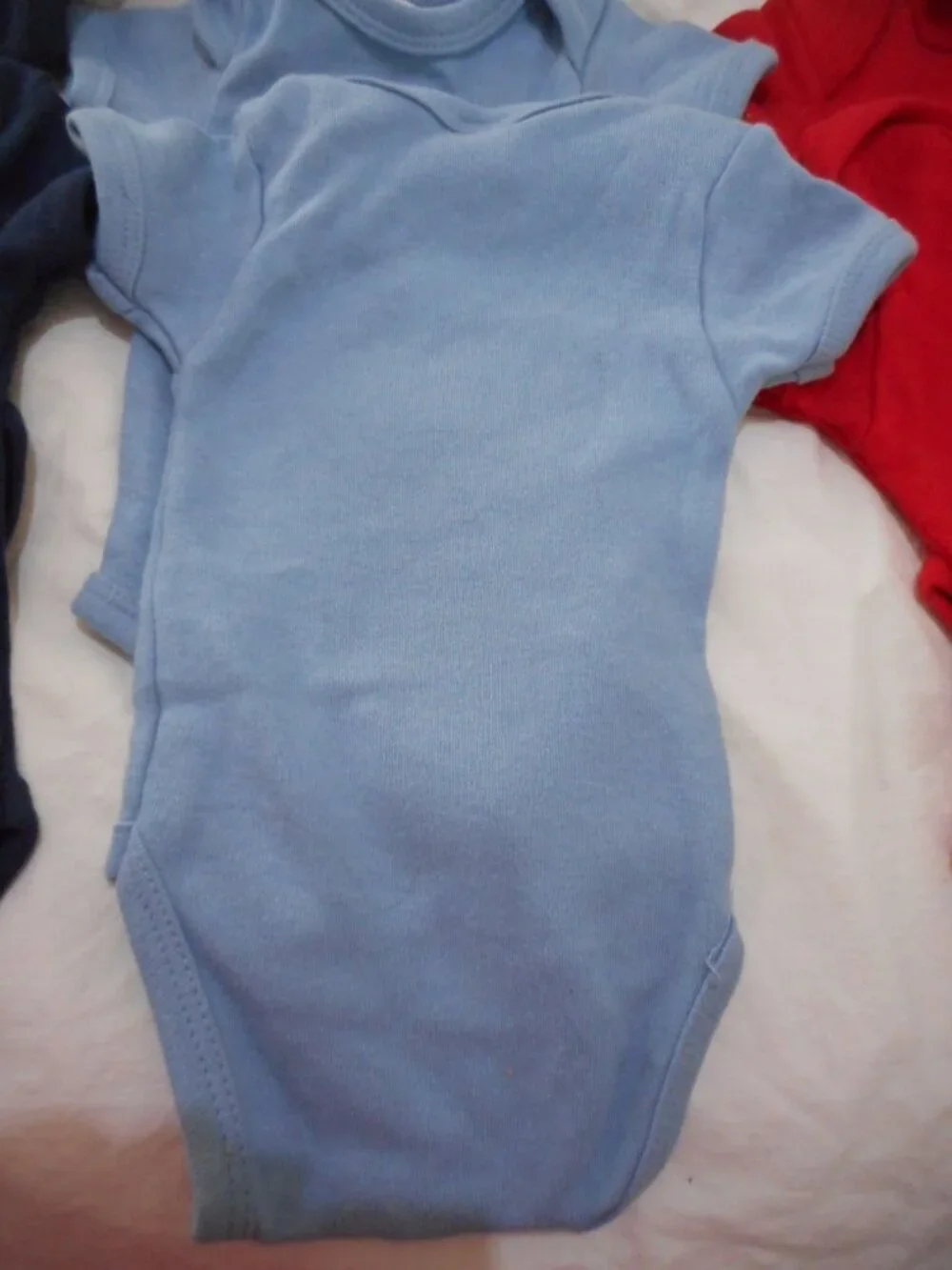 NEW Lot of 6 Navy, Blue and Red 100% cotton unisex baby creeper bodysuit romper
